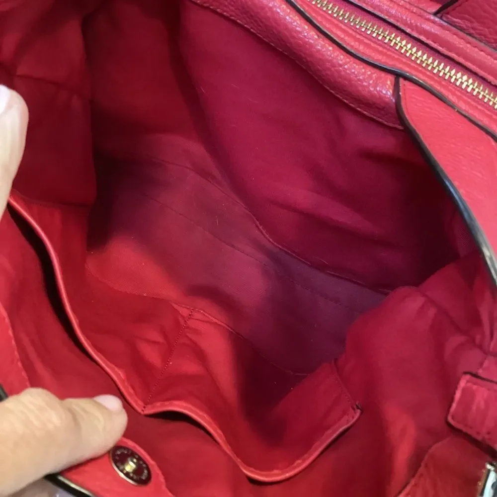 Coach Purse Handbag Leather Large Lexy Red Pebbled Shoulder Bag Pocketbook